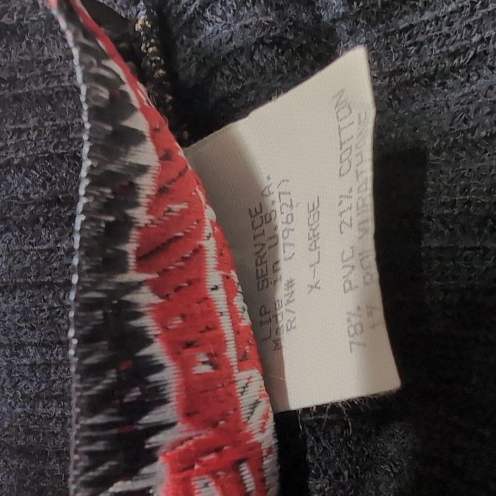 90s Lip Service Black Leather Flame Patch Knit Sweater - Picture 7 of 11